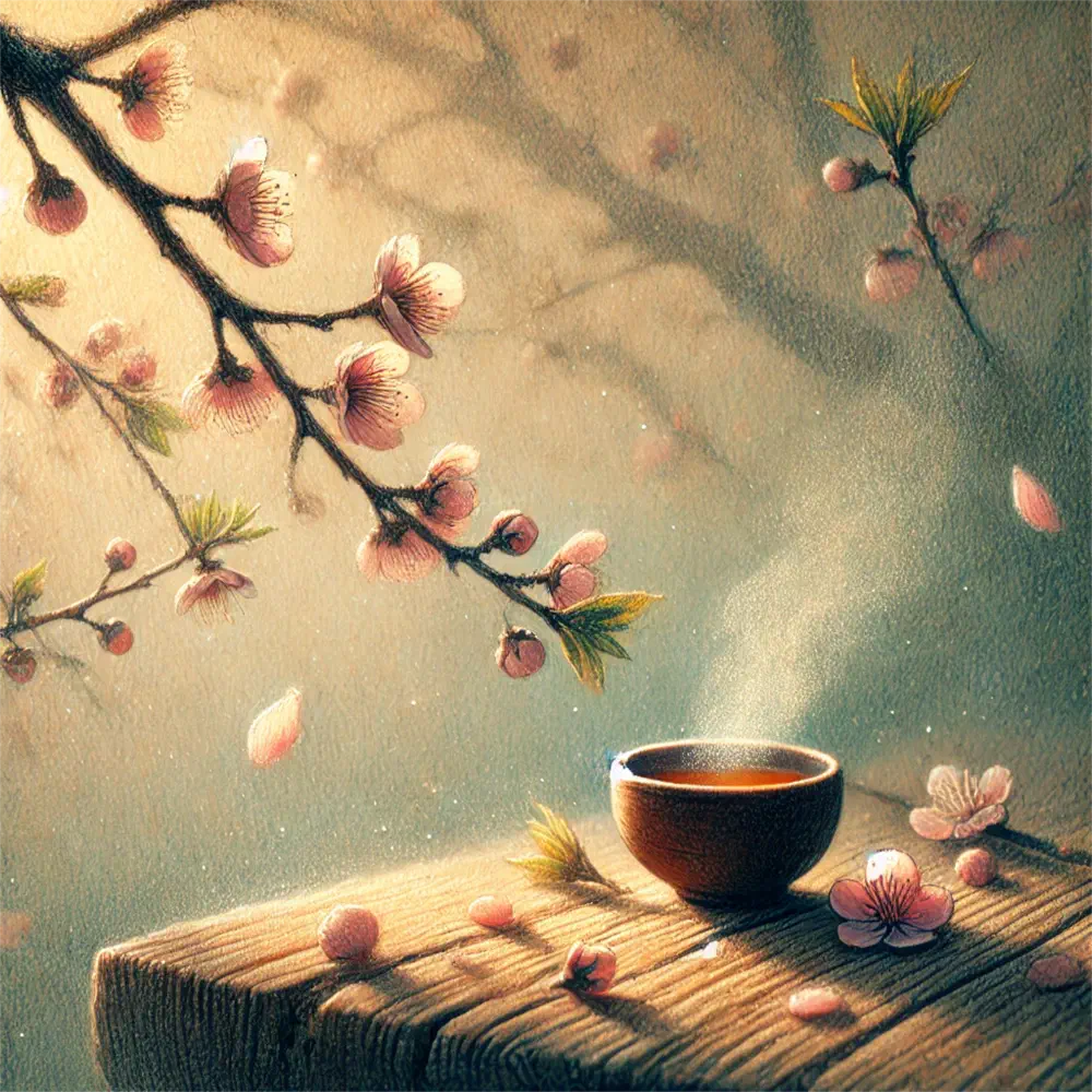 Falling blossoms and warm wine cover